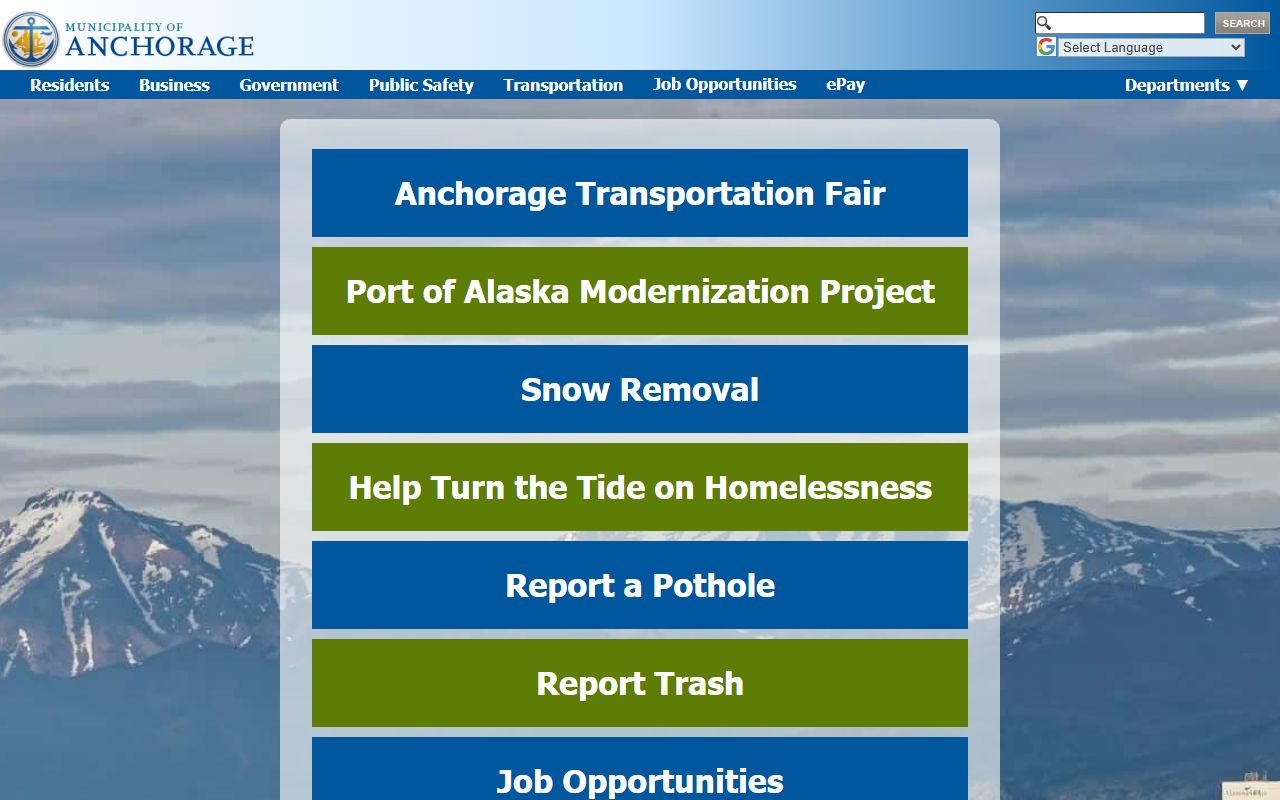 Municipality of Anchorage portal for Anchorage jail roster searches