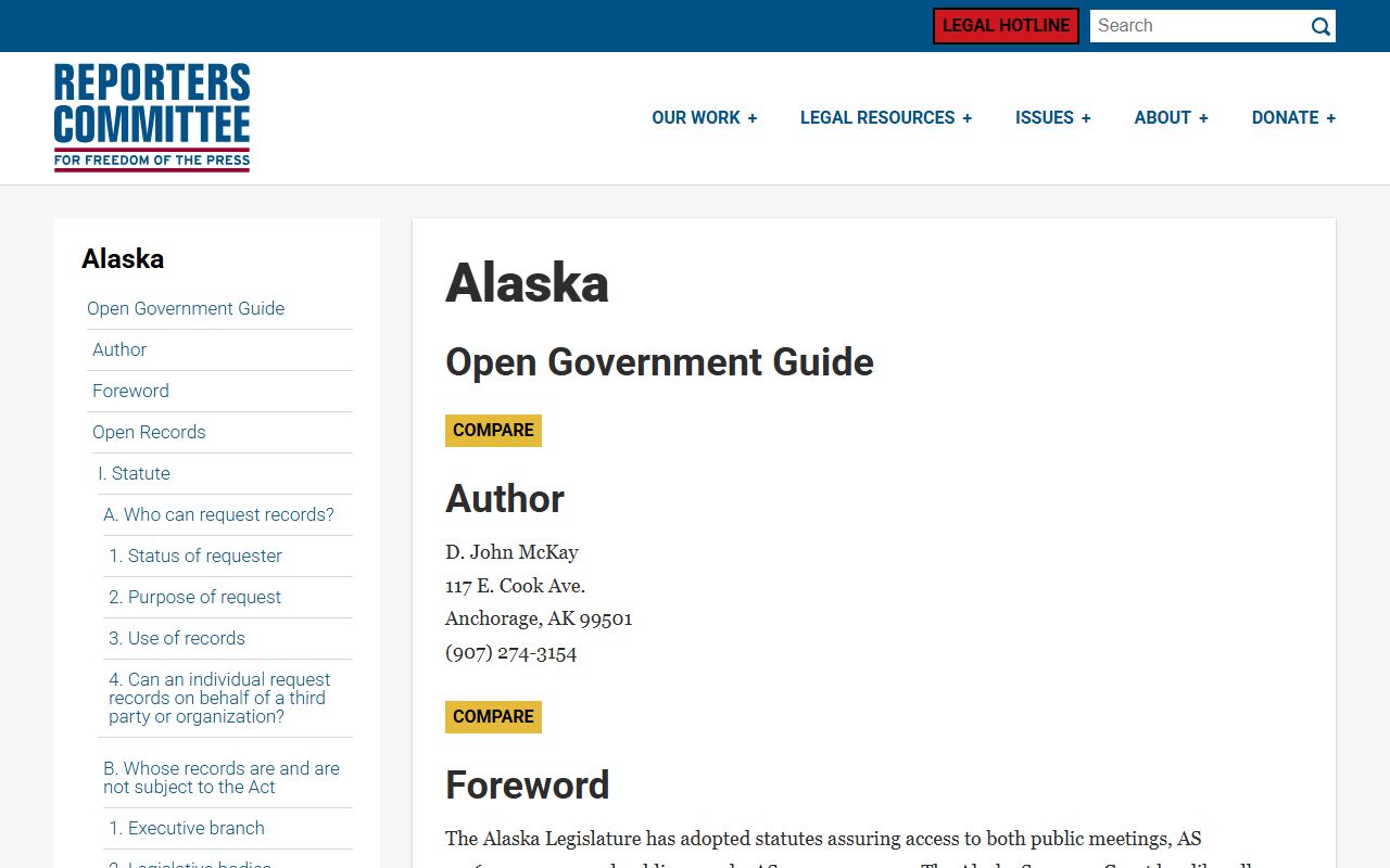 Alaska open government guide for jail roster access rules