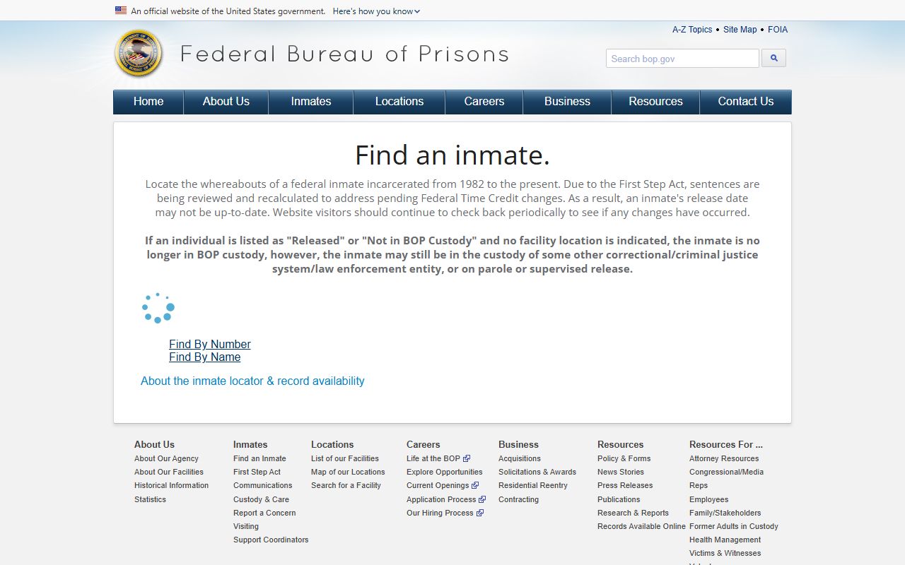 Federal BOP inmate locator for Alaska jail roster federal cases